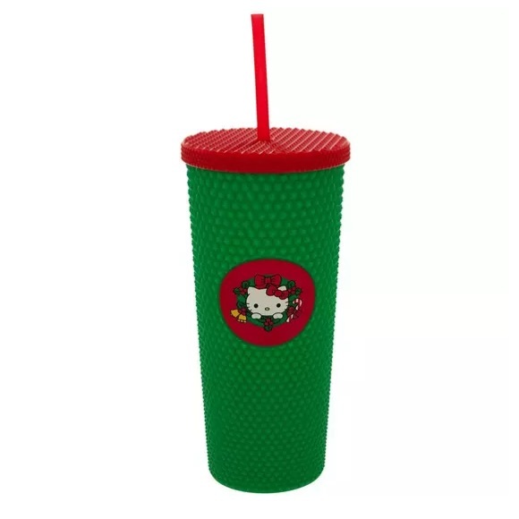 NWT- Hello Kitty- Wreath-Textured- Green & Red- 24oz Christmas Holiday Tumbler - Picture 17 of 17